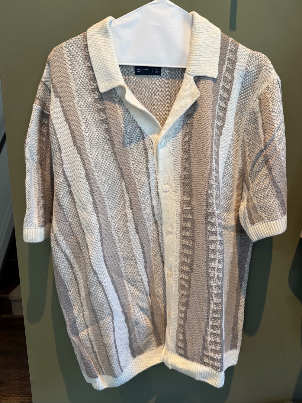 Abercrombie & Fitch Cream and Taupe Knit Polo - Picture 1 of 3